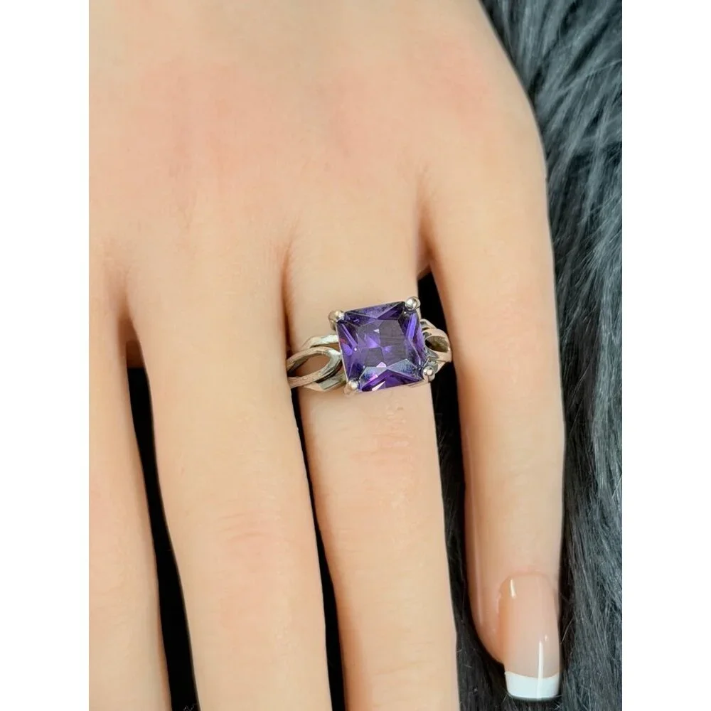 Princess Cut Amethyst Silver 925‎ Ring